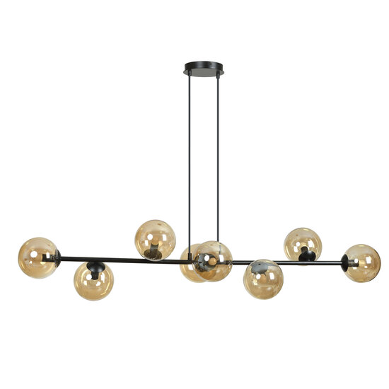 Emibig Emibig Lejre elegante lámpara colgante negra con 8 bombillas de vidrio ámbar E14 - Ilumina tu espacio con estilo y calidez