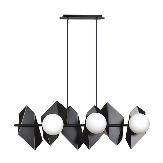 Emibig Emibig Assens hanglamp zwart met 6 melkglas bollen 6x E14 - Strakke verlichting voor elke ruimte