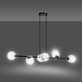 Emibig Emibig Herlev black 6 lamps E14 medium hanging lamp with 6 glass balls - Ideal for creating a warm atmosphere in any room