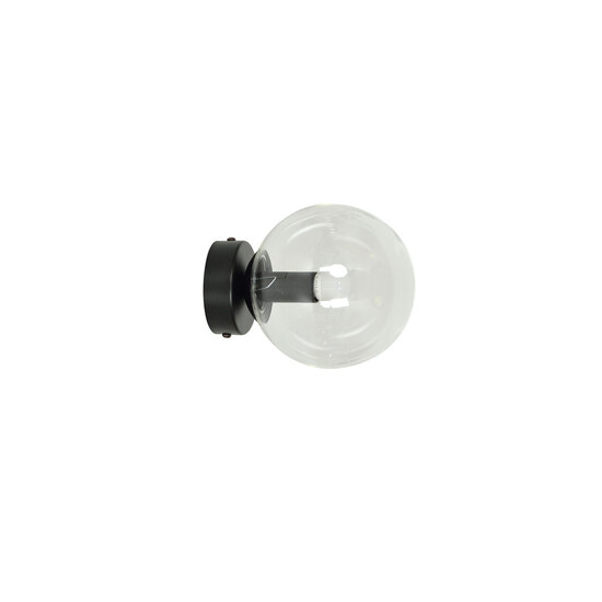 Emibig Emibig Stevns bol wandlamp zwart in doorzichtig glas 1x E14 - Perfect voor sfeervolle verlichting