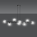 Emibig Emibig Lámpara colgante larga negra Herlev con 8 bombillas ahumadas negras E14 - Ideal para crear un ambiente elegante en su hogar