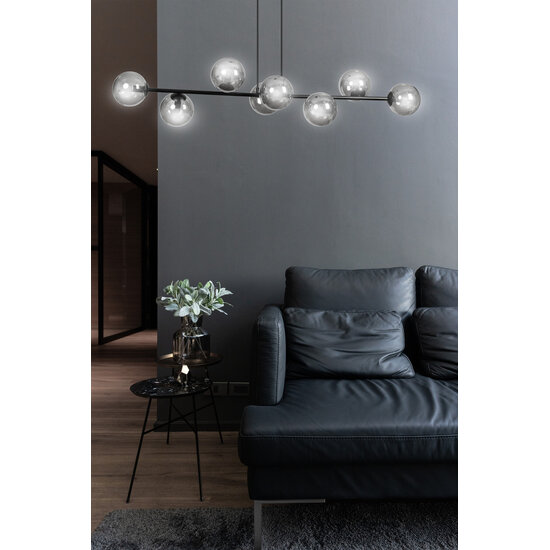 Emibig Emibig Herlev black long hanging lamp with 8 black smoked bulbs E14 - Ideal for creating a stylish ambiance in your home