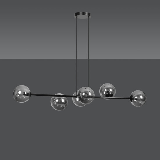 Emibig Emibig Lampe suspendue noire moyenne Herlev avec 6 ampoules noires fumées E14 - Éclairage idéal pour les intérieurs modernes