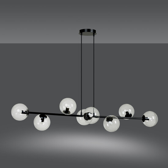 Emibig Emibig Herlev elegant black design hanging lamp with 8 transparent glass balls E14 - Ideal for creating a stylish ambiance in your home
