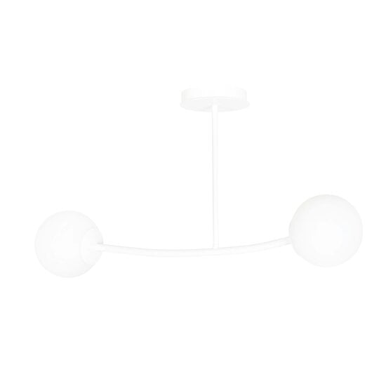 Emibig Emibig Lemvig kleine witte gebogen hanglamp met witte glazen bollen E14 - Perfect voor sfeervolle verlichting in uw woonkamer