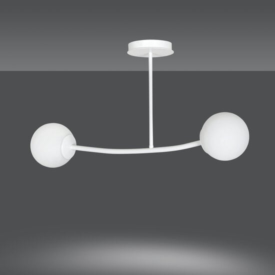 Emibig Emibig Lemvig kleine witte gebogen hanglamp met witte glazen bollen E14 - Perfect voor sfeervolle verlichting in uw woonkamer