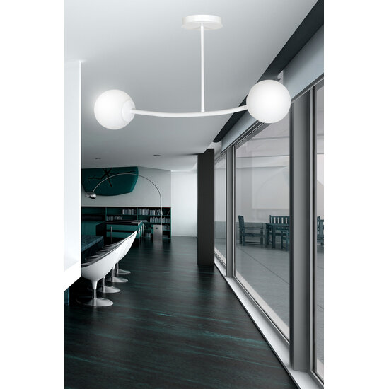 Emibig Emibig Lemvig small white curved hanging lamp with white glass balls E14 - Ideal for creating a cozy atmosphere in your living space