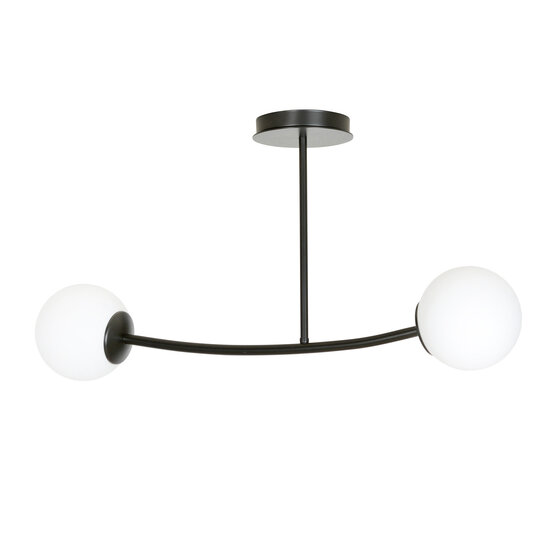 Emibig Emibig Lámpara colgante curva negra Lemvig con bolas de vidrio blanco E14 - Ideal para un interior elegante