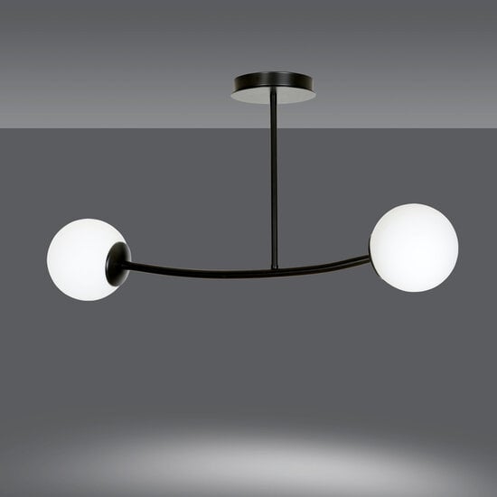 Emibig Emibig Lemvig black small curved hanging lamp with white glass balls E14 - Ideal for stylish interior design