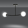 Emibig Emibig Lámpara colgante curva negra Lemvig con bolas de vidrio blanco E14 - Ideal para un interior elegante