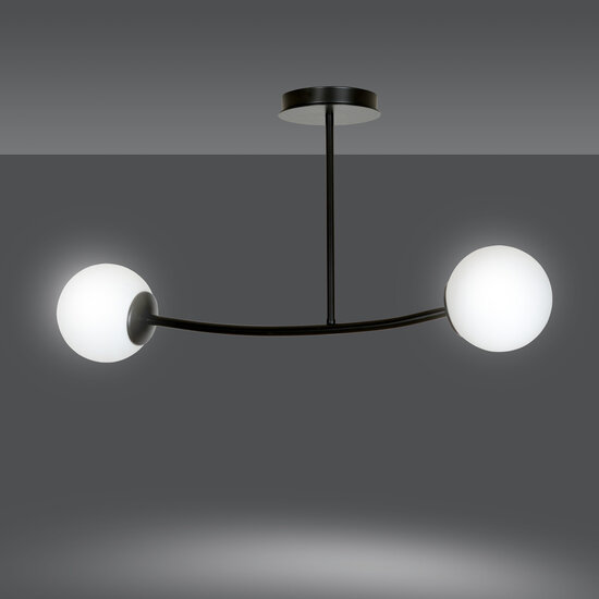 Emibig Emibig Lampe suspendue courbée noire Lemvig avec boules en verre blanc E14 - Idéale pour un intérieur élégant