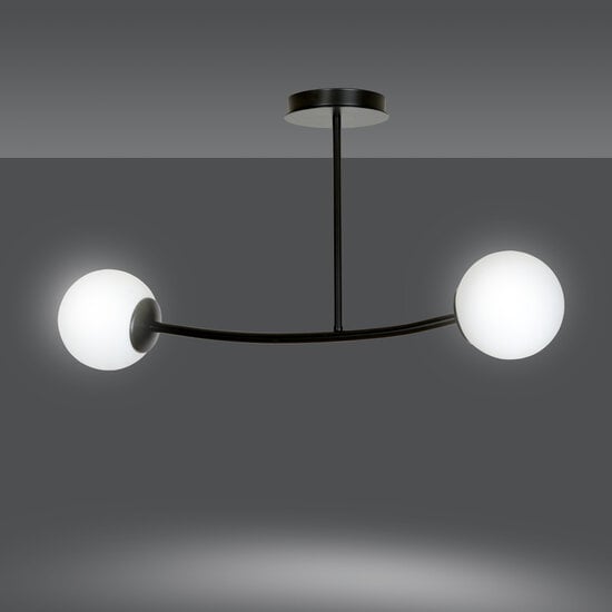 Emibig Emibig Lemvig black small curved hanging lamp with white glass balls E14 - Ideal for stylish interior design