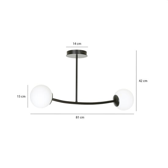 Emibig Emibig Lámpara colgante curva negra Lemvig con bolas de vidrio blanco E14 - Ideal para un interior elegante