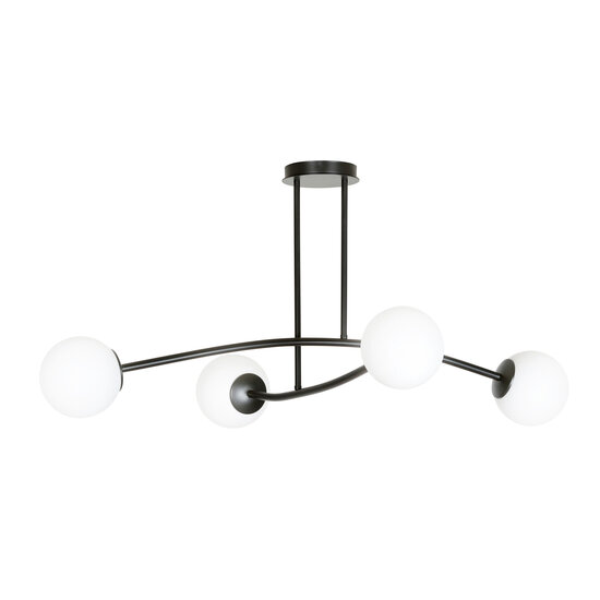 Emibig Emibig Lemvig eenvoudige pendellamp zwart met wit glas 4 lampen E14 - Perfecte verlichting voor elke ruimte