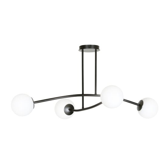 Emibig Emibig Lemvig einfache Pendelleuchte schwarz mit weißem Glas 4 Lampen E14 - Ideale Beleuchtung für jeden Raum
