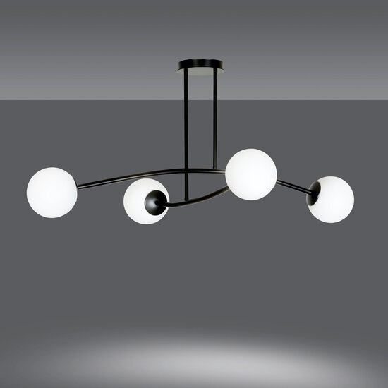 Emibig Emibig Lemvig simple pendant lamp black with white glass 4 lamps E14 - Ideal lighting for any space
