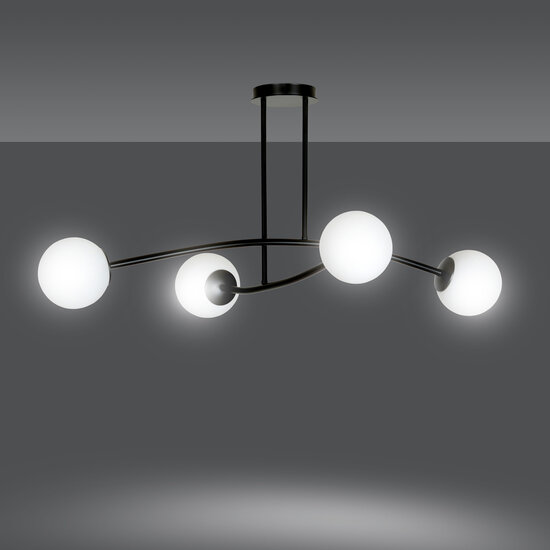 Emibig Emibig Lemvig simple pendant lamp black with white glass 4 lamps E14 - Ideal lighting for any space