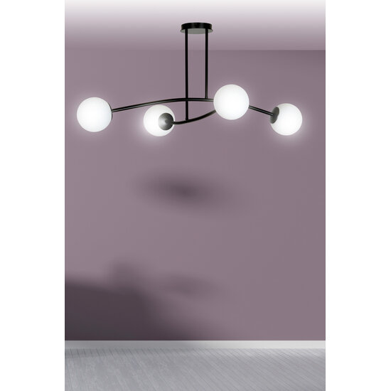Emibig Emibig Lemvig simple pendant lamp black with white glass 4 lamps E14 - Ideal lighting for any space