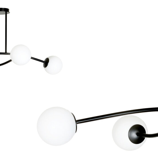 Emibig Emibig Lemvig eenvoudige pendellamp zwart met wit glas 4 lampen E14 - Perfecte verlichting voor elke ruimte