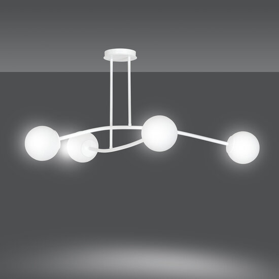 Emibig Emibig Lampe suspendue simple blanche Lemvig avec verre blanc 4 lampes E14 - Idéale pour les intérieurs modernes