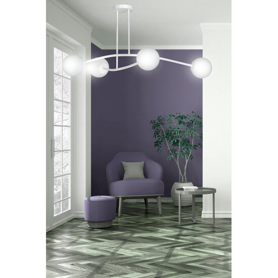 Emibig Emibig Lámpara colgante blanca simple Lemvig con vidrio blanco 4 lámparas E14 - Ideal para interiores modernos