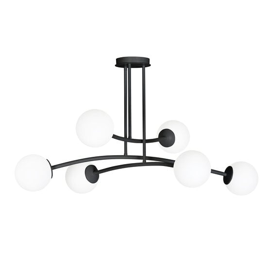 Emibig Emibig Lemvig design pendant lamp black with white glass 6 lamps E14 - Ideal for modern interiors