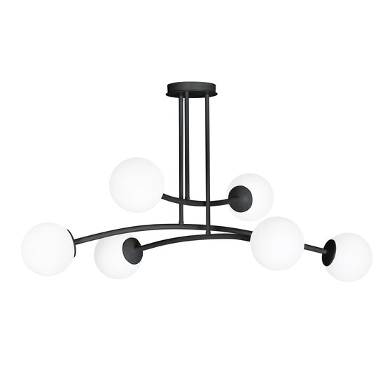 Emibig Emibig Lemvig Design Pendelleuchte schwarz mit weißem Glas 6 Lampen E14 - Ideal für moderne Innenräume