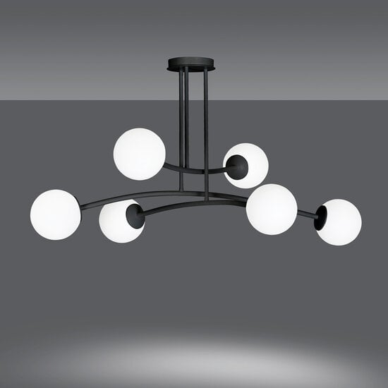 Emibig Emibig Lemvig design pendant lamp black with white glass 6 lamps E14 - Ideal for modern interiors