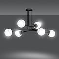 Emibig Emibig Lemvig design pendellamp zwart met wit glas 6 lampen E14 - Perfect voor moderne interieurs