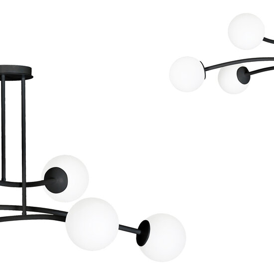 Emibig Emibig Lámpara colgante de diseño Lemvig negra con vidrio blanco 6 lámparas E14 - Ideal para interiores modernos