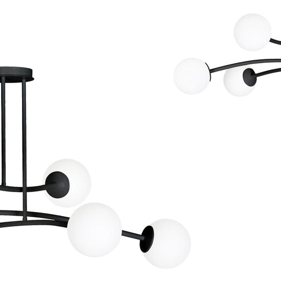 Emibig Emibig Lemvig design pendant lamp black with white glass 6 lamps E14 - Ideal for modern interiors
