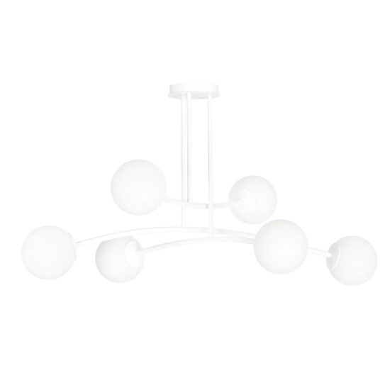 Emibig Emibig Lemvig white design hanging lamp with white glass 6 lamps E14 - Ideal for a modern touch in your home