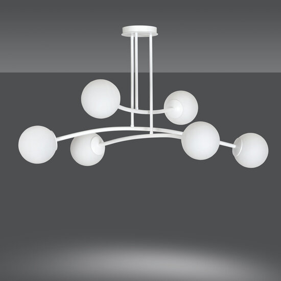 Emibig Emibig Lámpara colgante de diseño blanco Lemvig con vidrio blanco 6 lámparas E14 - Ideal para un toque moderno en tu hogar