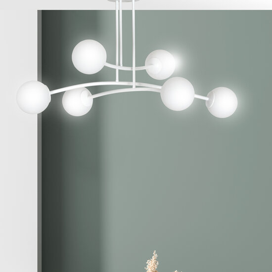 Emibig Emibig Weiße Design-Hängelampe Lemvig mit weißem Glas, 6 Lampen E14 - Ideal für einen modernen Akzent in Ihrem Zuhause