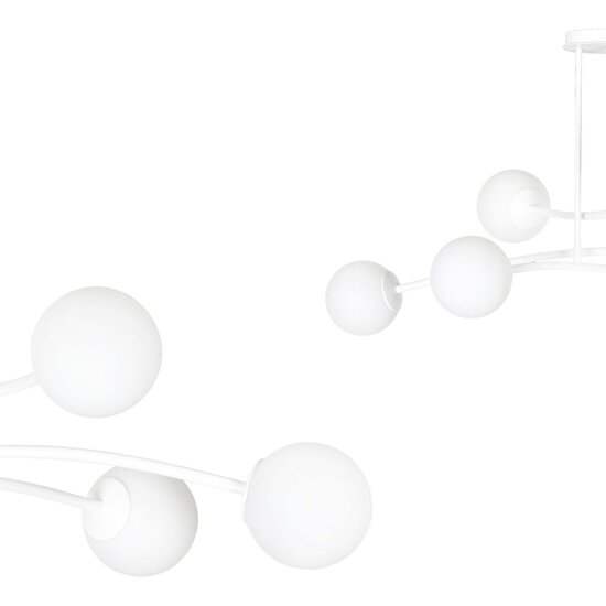 Emibig Emibig Lemvig witte design hanglamp met wit glas 6 lampen E14 - Perfect voor een moderne uitstraling in uw interieur