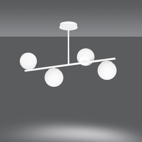 Emibig Emibig Odder witte 4 lamp hanglamp met melkwitte bollen E14 - Perfecte verlichting voor elke ruimte