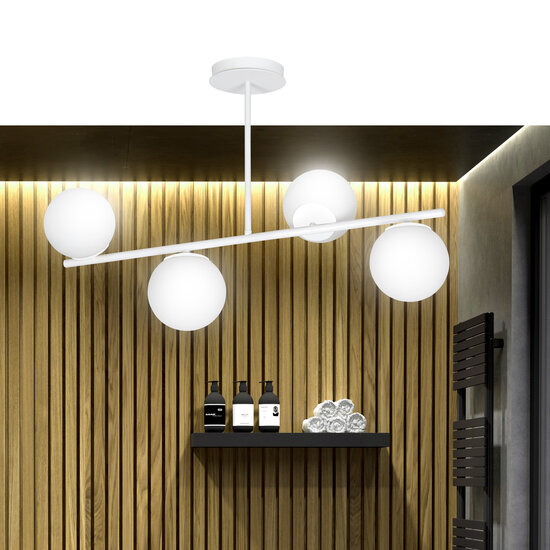 Emibig Emibig Odder lámpara colgante blanca de 4 lámparas con bombillas blancas lechosas E14 - Iluminación perfecta para cualquier espacio