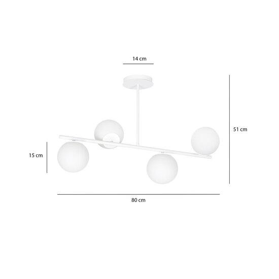 Emibig Emibig Odder white 4 lamp hanging lamp with milky white bulbs E14 - Perfect lighting for any space