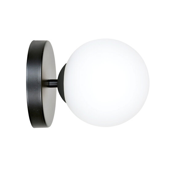 Emibig Emibig Aplique de pared negra Odder con 1 bombilla de vidrio blanco E14 - Perfecto para una iluminación elegante