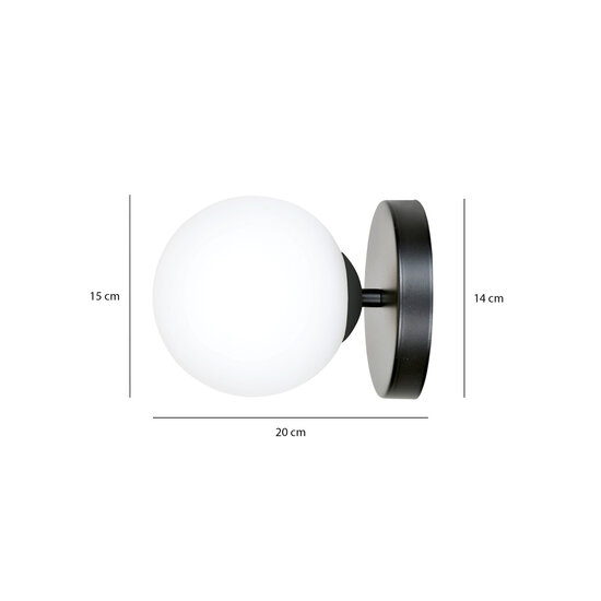 Emibig Emibig Odder schwarze Wandleuchte mit 1 weißen Glaskolben E14 - Perfekt für stilvolle Beleuchtung