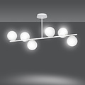 Emibig Emibig Lampe suspendue Odder blanche avec ampoules blanches laiteuses 6x E14 - Idéale pour créer une atmosphère chaleureuse dans votre salon