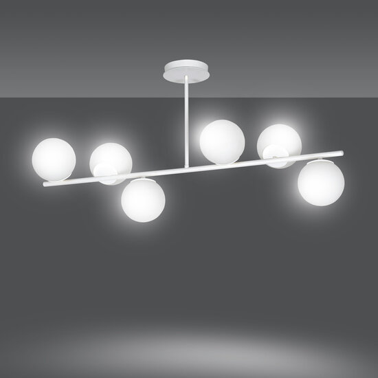 Emibig Emibig Lámpara colgante Odder blanca con bombillas blancas lechosas 6x E14 - Ideal para crear un ambiente acogedor en tu salón