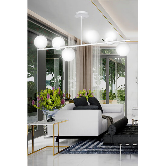 Emibig Emibig Odder hanging lamp white with milky white bulbs 6x E14 - Ideal for creating a cozy atmosphere in your living room