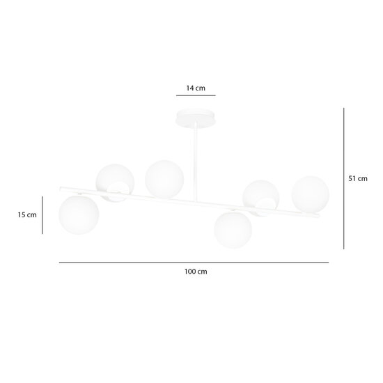 Emibig Emibig Lámpara colgante Odder blanca con bombillas blancas lechosas 6x E14 - Ideal para crear un ambiente acogedor en tu salón