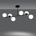 Emibig Emibig Lámpara colgante Odder negra con bolas blancas lechosas 6x E14 - Iluminación perfecta para cualquier espacio