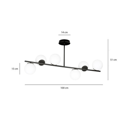 Emibig Emibig Odder hanglamp zwart met melkwitte bollen 6x E14 - Perfecte verlichting voor elke ruimte