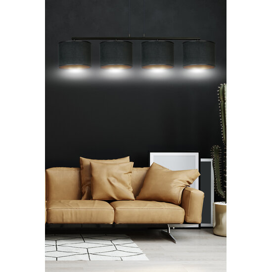 Emibig Emibig Middelfart belle large suspension noire ronde 4x E27 - Idéale pour créer une ambiance chaleureuse dans votre intérieur