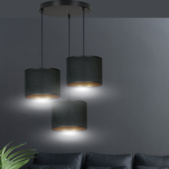 Emibig Emibig Middelfart lámpara colgante 3 lámparas negro pantallas redondas 3x E27 - Ideal para interiores modernos
