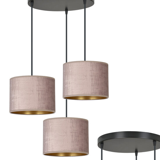 Emibig Emibig Norddjurs 3-Lampen-Hängelampe rosa runde Schirme 3x E27 - Ideal für einen Hauch von Farbe in Ihrem Raum
