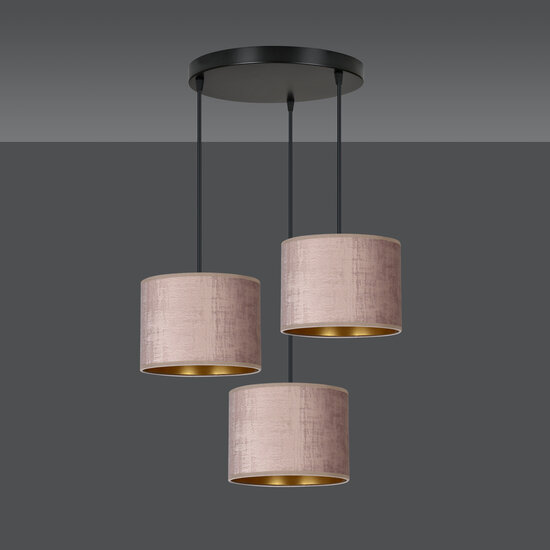 Emibig Emibig Norddjurs 3 lamps hanglamp roze rond kappen 3x E27 - Perfect voor een sfeervolle inrichting